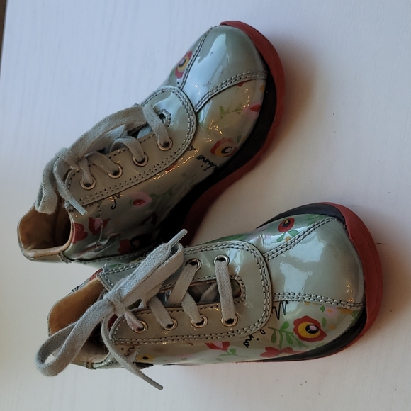 Moschino Ankle High Bootie Green Floral Size 24/6 - Picture 1 of 10